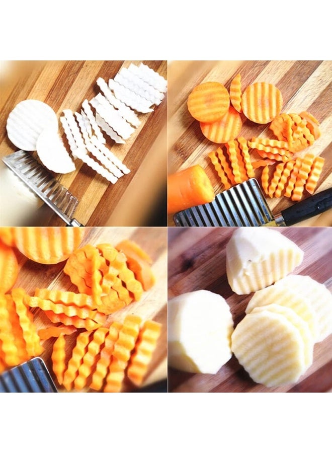 Wavy Blade French Fry Cutter – Crinkle Cut Potato Slicer and Vegetable Chopper Knife for Carrots, Cucumbers & Veggies – Stainless Steel Kitchen Cutting Tool - Image 5