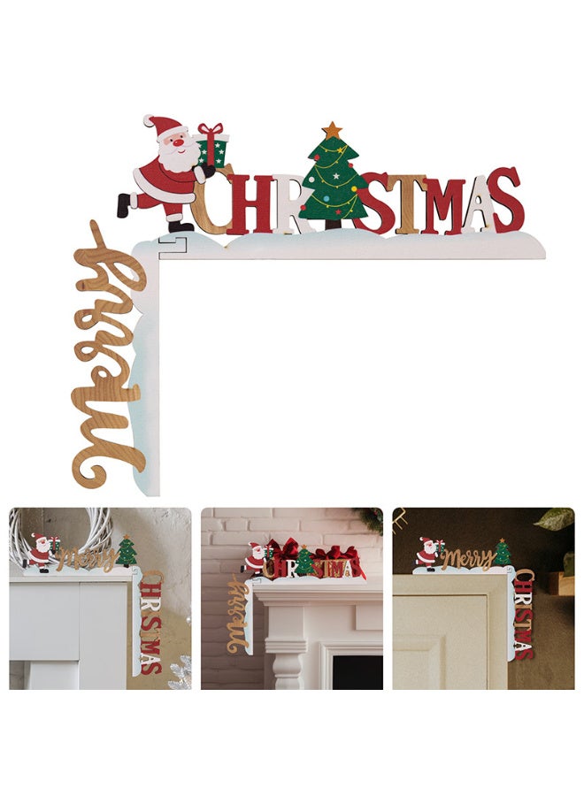 HI-FINE زينة إطار باب الزاوية بمناسبة عيد الميلاد 2 قطعة زخارف خشبية جمالية زينة معلقة على الحائط لعلامات المنزل والخزائن - Image 5