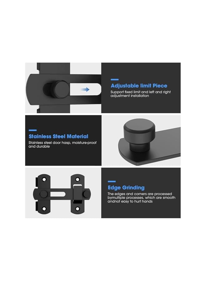 promass 180° Degree Flip Sliding Barn Door Locks, Sliding Barn Door Locks, Stainless Steel Gate Latch Bolt Buckle Lock for Barn Door, Pet Door, Bathroom, Garage, Window, Sliding Door Lock - Image 5