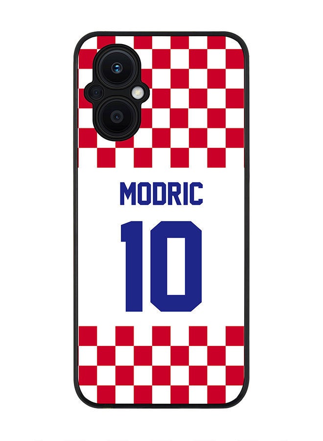 Stylizedd Rugged Black edge case for Oppo Reno7 Z  Slim fit Soft Case Flexible Rubber Edges Anti Drop TPU Gel Thin Cover - Football Team - Croatia Player Name - Modric - Image 1