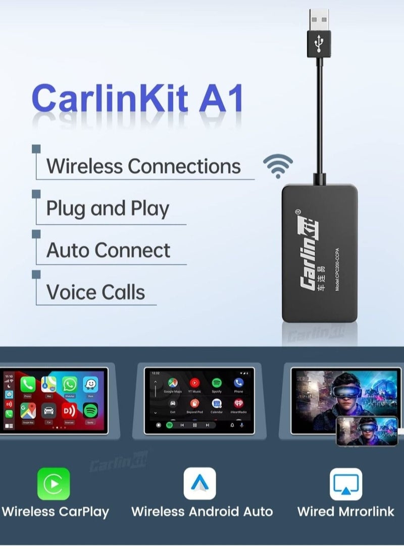 Carlinkit Wireless CarPlay Android Auto For Android Car Radio Screen Mirroring Steering Wheel Controls Plug And Play Fit For Aftermarket Head Unit With Android 4.4 or Above