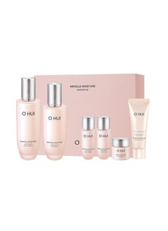 Ohui Miracle Moisture Set Korean Skin Care Set 2 Full Size + 4 Travel Essentials Helps Strengthen Skin Barrier Glowing Skin Glass Skin Softener Lotion Face Wash Emulsion Ceramide Peptide