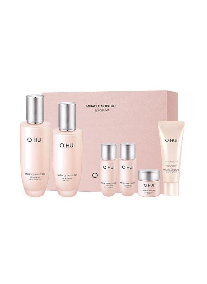 O HUI - Ohui Miracle Moisture Set Korean Skin Care Set 2 Full Size + 4 Travel Essentials Helps Strengthen Skin Barrier Glowing Skin Glass Skin Softener Lotion Face Wash Emulsion Ceramide Peptide - Image 1