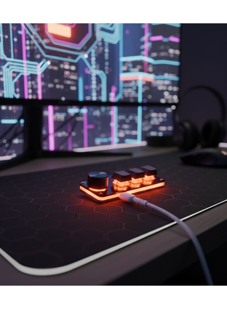 Mini Programmable Keyboard with PS Shortcuts and Volume Control – One Touch Operation for Gaming, Office & Home Use – Black, Modern Style - Image 1