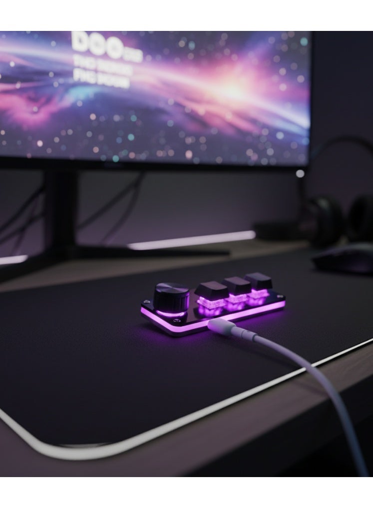 Mini Programmable Keyboard with PS Shortcuts and Volume Control – One Touch Operation for Gaming, Office & Home Use – Black, Modern Style - Image 3