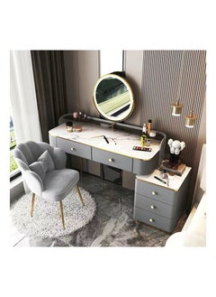 AWD Vanity Table, Dressing Table with Mirror, Modern Make up Table Set Attached Lighted LED Mirror Storage Drawers and Chair for Bedroom Furniture Women's Dresser Gift Decor  - Image 1