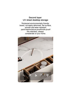 AWD Vanity Table, Dressing Table with Mirror, Modern Make up Table Set Attached Lighted LED Mirror Storage Drawers and Chair for Bedroom Furniture Women's Dresser Gift Decor  - Image 5