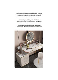 AWD Vanity Table, Dressing Table with Mirror, Modern Make up Table Set Attached Lighted LED Mirror Storage Drawers and Chair for Bedroom Furniture Women's Dresser Gift Decor  - Image 3