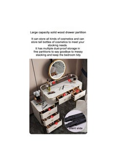 AWD Vanity Table, Dressing Table with Mirror, Modern Make up Table Set Attached Lighted LED Mirror Storage Drawers and Chair for Bedroom Furniture Women's Dresser Gift Decor  - Image 2