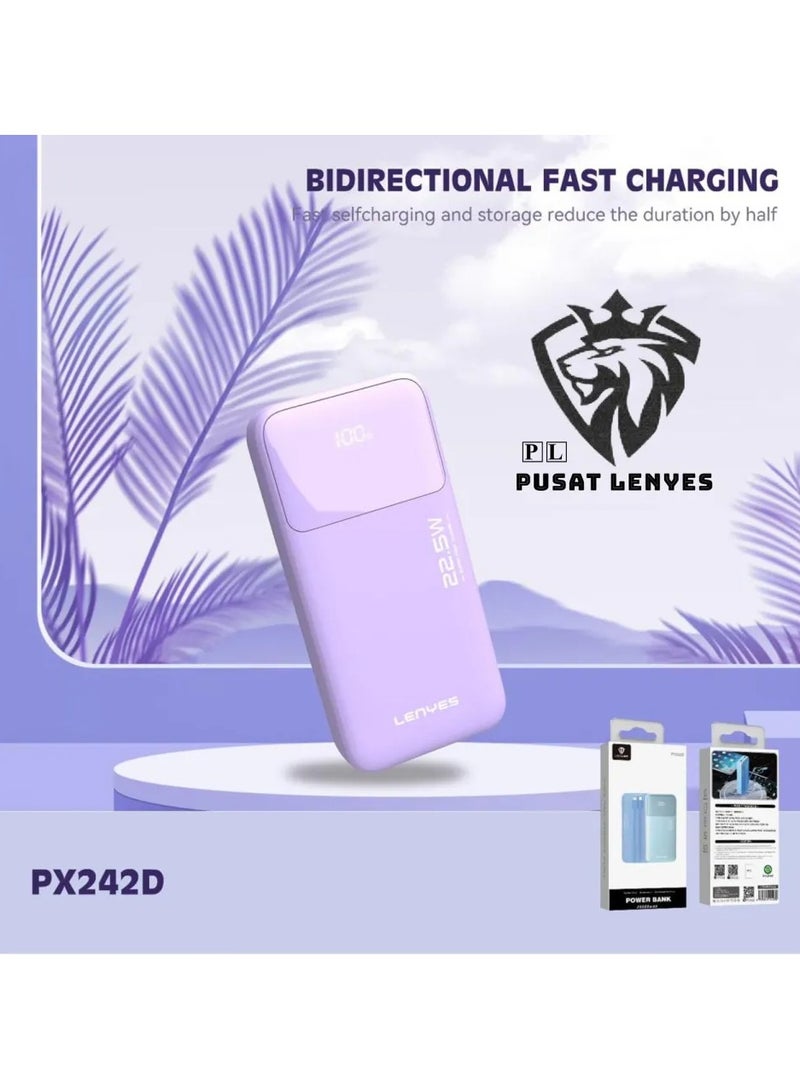 Lenyes PX242D - Power Bank LENYES PX-242D Power Bank 20000 mAh Fast Charging 22.5W + Built-in Cable PD20W - Image 1