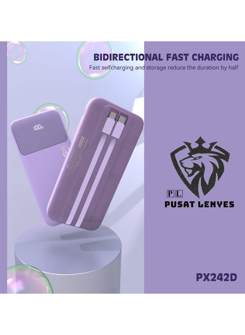 Lenyes PX242D - Power Bank LENYES PX-242D Power Bank 20000 mAh Fast Charging 22.5W + Built-in Cable PD20W - Image 2