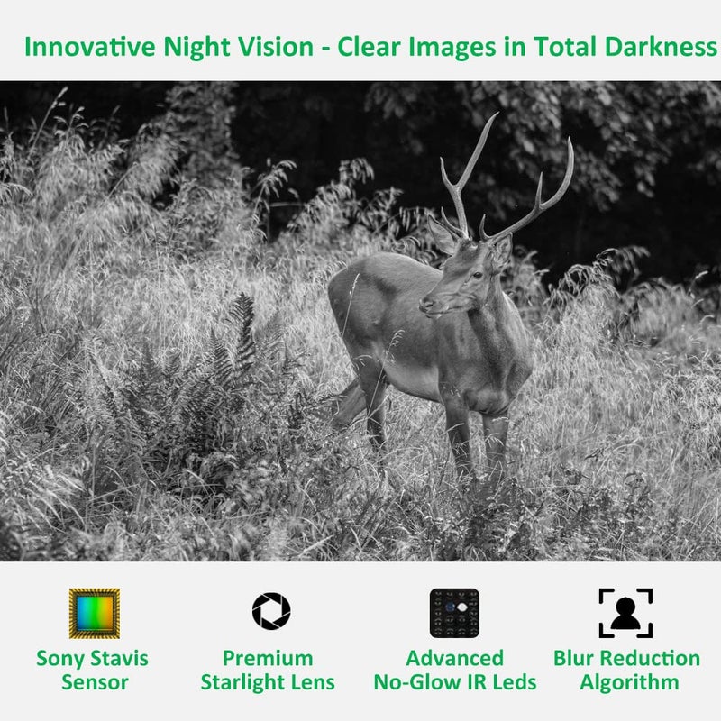 GardePro كاميرا جارد برو A3 للمسارات 32 ميجابكسل 1296p فيديو عالي الدقة H.264 وضوح 100 قدم رؤية ليلية بالأشعة تحت الحمراء بدون توهج سرعة تفعيل 0.1 ثانية كاميرا مقاومة للماء للحياة البرية والغزلان - Image 4