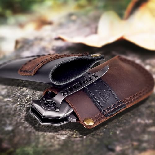SOGCASE Leather Knife Sheath Belt Series - Durable, Well Made, Nice Leather, Easy and Quick Access to the Knife, Suitable for Most Folding Knives, Darkbrown - Image 5