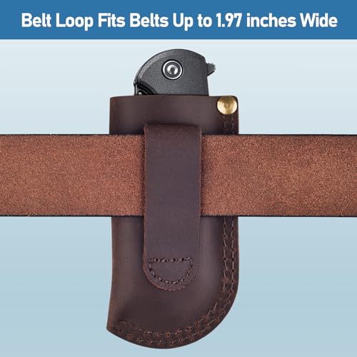 SOGCASE Leather Knife Sheath Belt Series - Durable, Well Made, Nice Leather, Easy and Quick Access to the Knife, Suitable for Most Folding Knives, Darkbrown - Image 4
