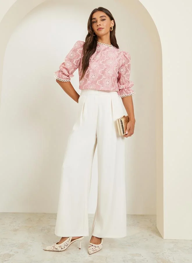 Styli Women Light Pink Embroidered Blouse