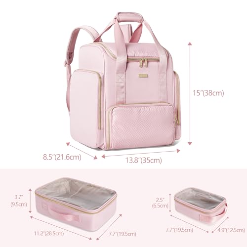 Prokva Large Makeup Backpack with 3 Clear Makeup Bags, Double Layers Professional Makeup Travel Case with Brushes Storage Section for Makeup Artists, Pink (Patent Design) - Image 5