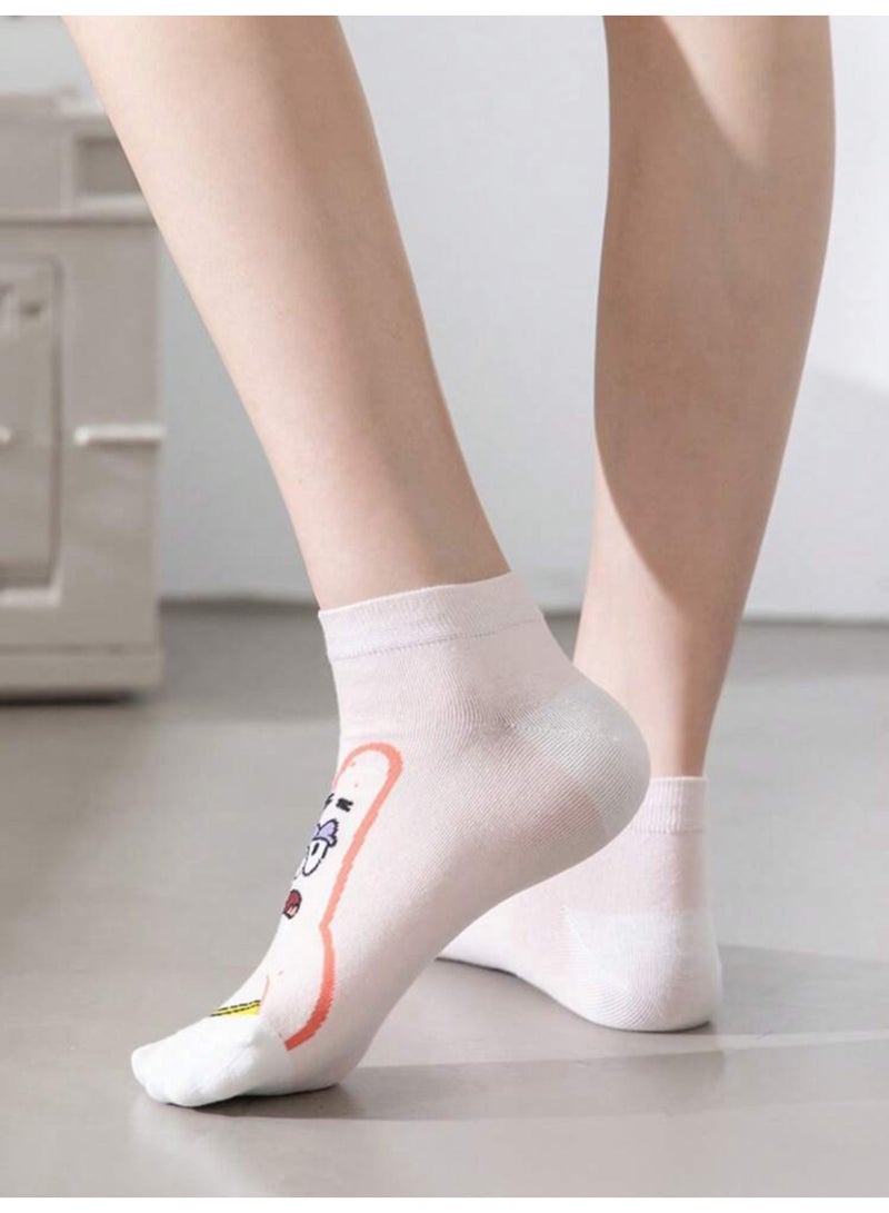 جوارب قصيرة نسائية من سبونج بوب سبونج بوب، 5 أزواج، جوارب صيفية مسامية تمتص الرطوبة، مناسبة للسفر اليومي والمدرسة، جوارب قصيرة منخفضة الساق - Image 4