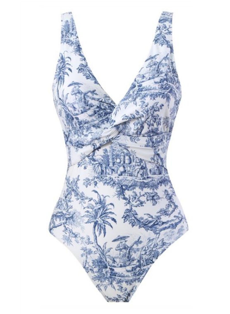 2pcs one piece swimsuit lace up swimsuit skirt swimsuit set - Image 3