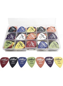 أليس 100 قطعة أليس ماتي المضادة للانزلاق الصوتية الغيتار الكهربائي يختار Plectrum 6 سمك 0.58/0.71/0.81/0.96/1.20/1.50 مللي متر مع اختيار صندوق تخزين  - Image 5