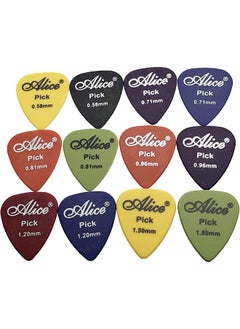 أليس 100 قطعة أليس ماتي المضادة للانزلاق الصوتية الغيتار الكهربائي يختار Plectrum 6 سمك 0.58/0.71/0.81/0.96/1.20/1.50 مللي متر مع اختيار صندوق تخزين  - Image 4