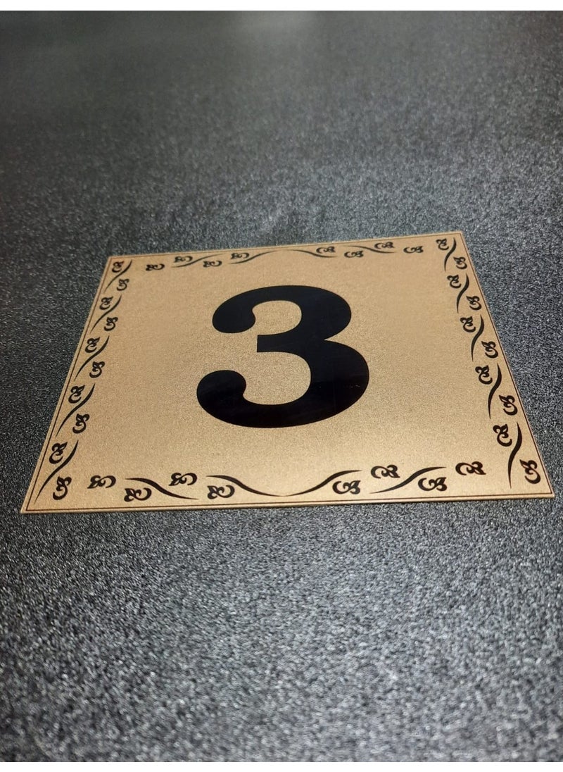 GEN Door Number 10X12 cm Adhesive No 3 Metallic Golden Yellow  - Image 1