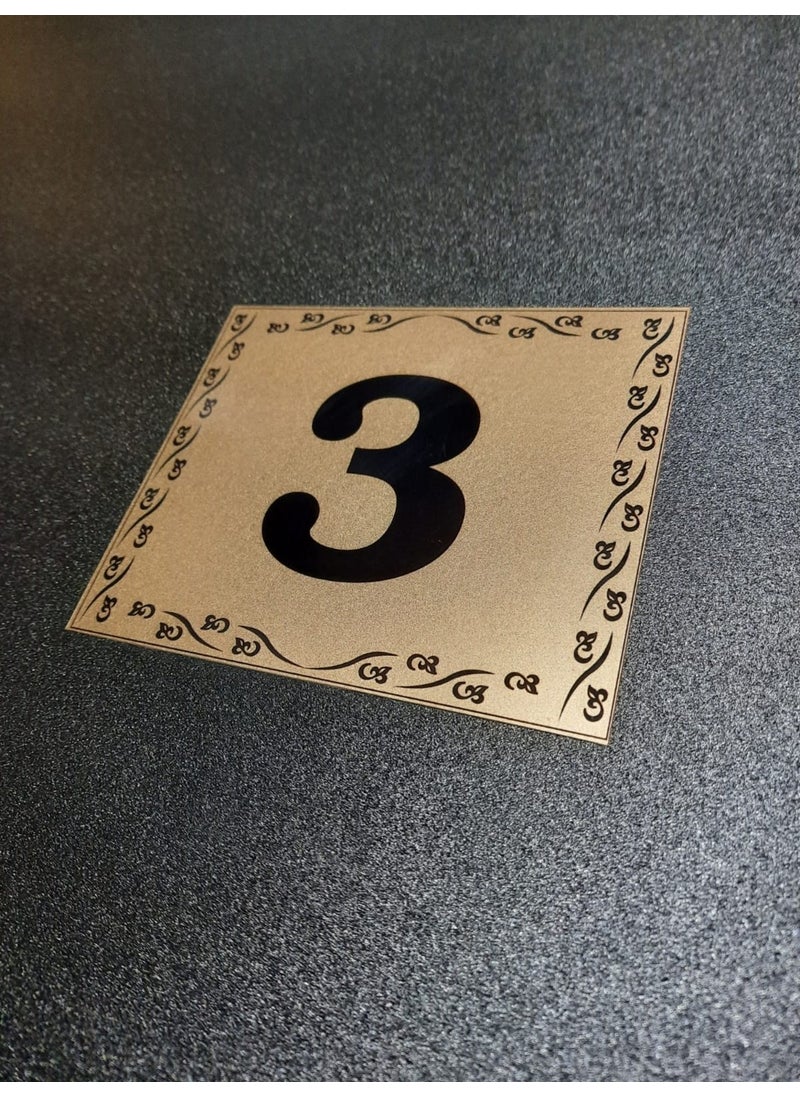 GEN Door Number 10X12 cm Adhesive No 3 Metallic Golden Yellow  - Image 3