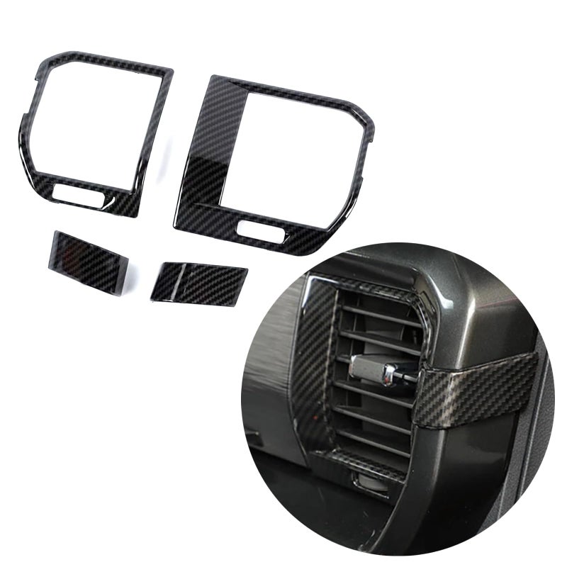 Keptrim ABS Carbon Fiber Dash Air Conditioner Outlet Vent Trim for 2021 2022 2023 2024 Ford F150 4pcs