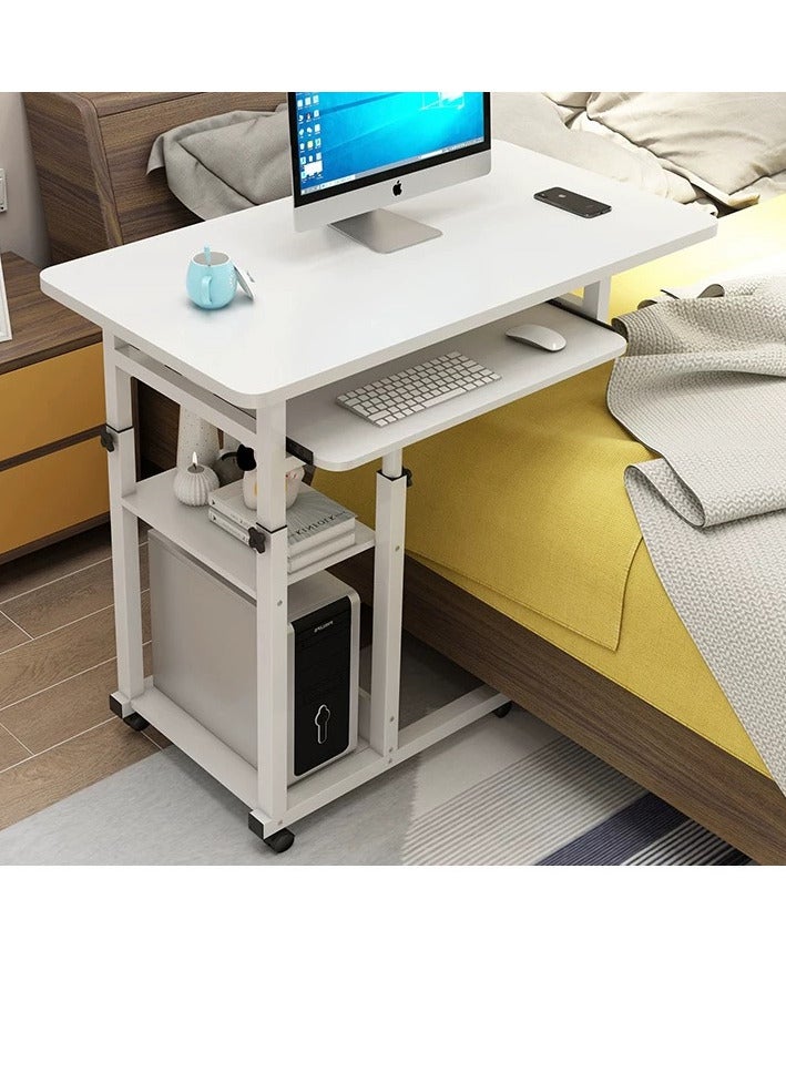 شي ون طاولة كمبيوتر ولابتوب متحركة من SHEE ONE بتصميم خشبي أنيق | طاولة مكتبية بسطح واسع، درج كيبورد، ورف سفلي للتخزين | طاولة عمل ودراسة بجانب السرير أو الكنب | مزودة بعجلات سهلة الحركة وارتفاع عملي | الأبعاد: 80×45 سم - Image 2