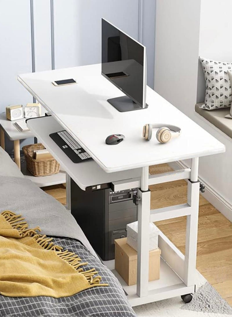 شي ون طاولة كمبيوتر ولابتوب متحركة من SHEE ONE بتصميم خشبي أنيق | طاولة مكتبية بسطح واسع، درج كيبورد، ورف سفلي للتخزين | طاولة عمل ودراسة بجانب السرير أو الكنب | مزودة بعجلات سهلة الحركة وارتفاع عملي | الأبعاد: 80×45 سم - Image 3