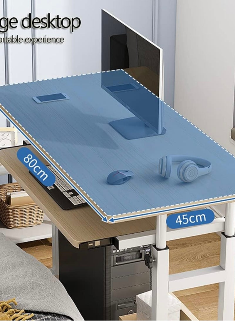 شي ون طاولة كمبيوتر ولابتوب متحركة من SHEE ONE بتصميم خشبي أنيق | طاولة مكتبية بسطح واسع، درج كيبورد، ورف سفلي للتخزين | طاولة عمل ودراسة بجانب السرير أو الكنب | مزودة بعجلات سهلة الحركة وارتفاع عملي | الأبعاد: 80×45 سم - Image 4