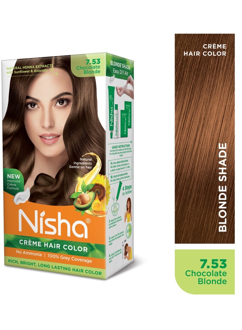 Nisha كريم صبغة شعر، صبغة شعر دائمة بلون أشقر، تغطية 100% للشيب، أشقر شوكولاتة، 120 جرام - Image 5