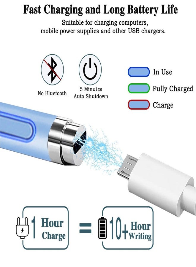 Luntak Active Stylus Pen for Touchscreen Drawing&Writing,High Sensitivity Rechargeable iPad Pencil with 1.45mm Fine Tip, Stylus Pen for iPad/iPad Pro/Mini/Android/Smartphones/Tablets/Laptop/iPhones/iOS-Blue - Image 3