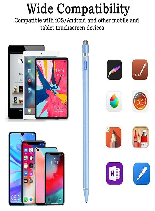 Luntak Active Stylus Pen for Touchscreen Drawing&Writing,High Sensitivity Rechargeable iPad Pencil with 1.45mm Fine Tip, Stylus Pen for iPad/iPad Pro/Mini/Android/Smartphones/Tablets/Laptop/iPhones/iOS-Blue - Image 5