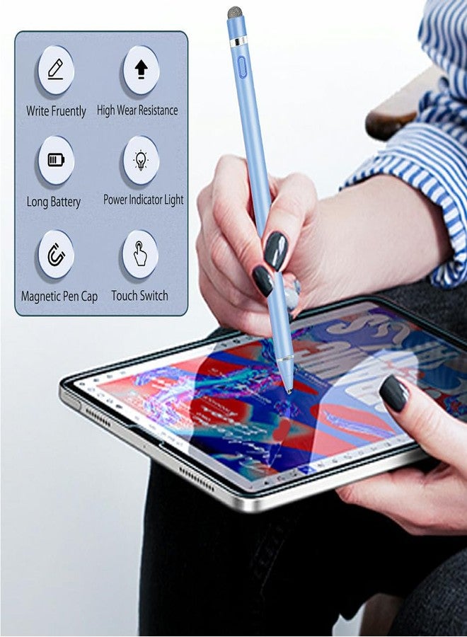 Luntak Active Stylus Pen for Touchscreen Drawing&Writing,High Sensitivity Rechargeable iPad Pencil with 1.45mm Fine Tip, Stylus Pen for iPad/iPad Pro/Mini/Android/Smartphones/Tablets/Laptop/iPhones/iOS-Blue - Image 4
