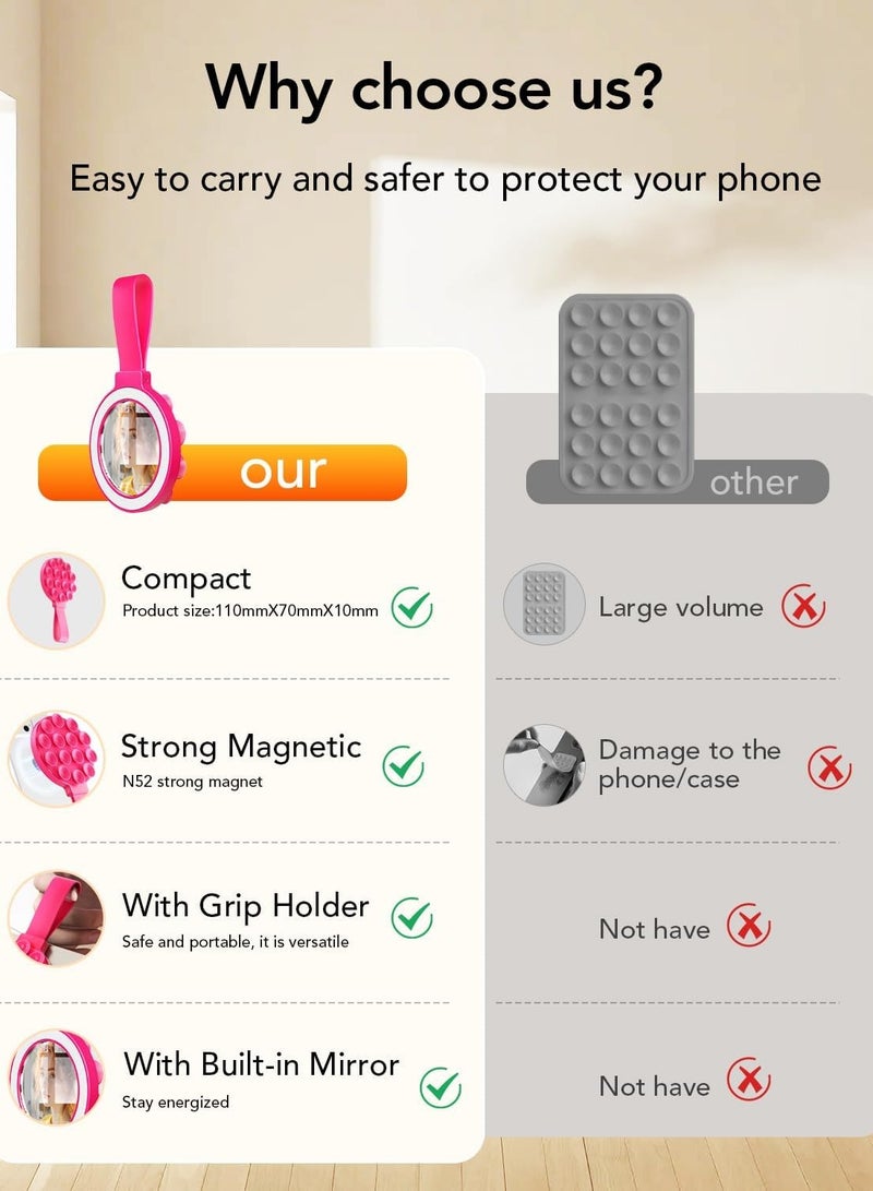 general Magnetic Suction Phone Case Mount, Silicone Suction Cup Phone Grip Holder Stand for iPhone u0026 Android, Hands-Free Cell Phone Accessory Holder for Selfies u0026 Tiktok Videos - Image 2