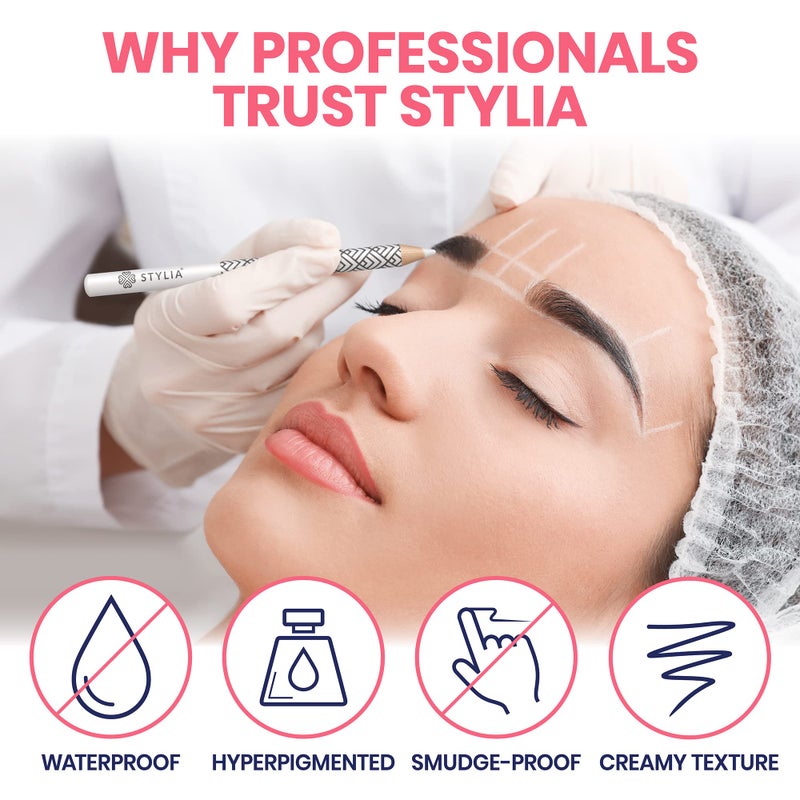 Stylia Waterproof White Eyeliner Pencil For Women â€“ Long-Lasting Microblading Supplies Brow Pencil, Perfect for Defining, Highlighting & Brightening Eyes (12PC White) - Image 4