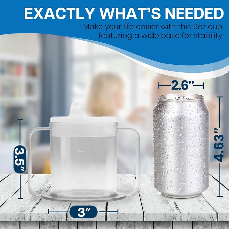Providence Spillproof 9oz Adult Sippy Cup with 2 Handles - Independence Sip Mug with 2 Style Lids, for Adults With Limited Mobility - Handicapped Accessories - Cups for Elderly Care - Made in the USA â€“ 2 Pack - Image 2