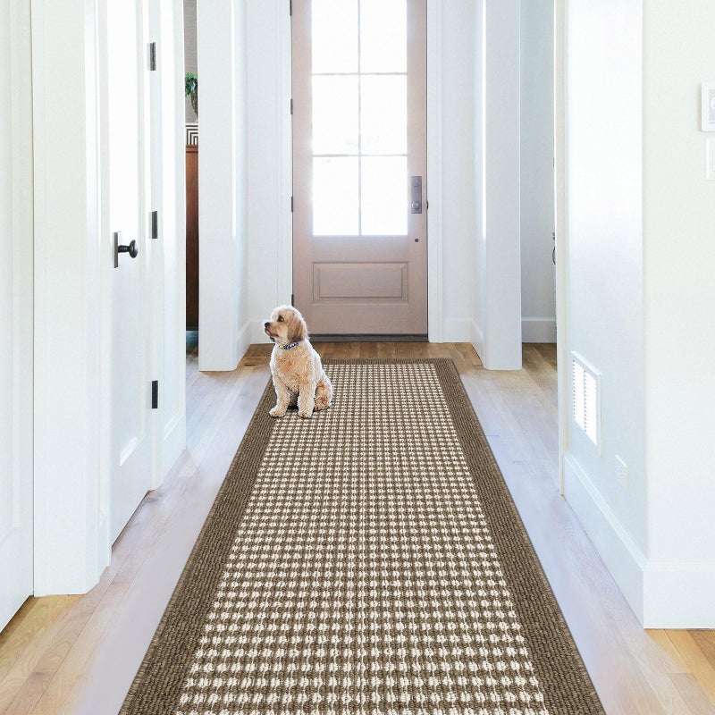 Ileading Laundry Room Runner Rug 2x6 Non Slip Farmhouse Kitchen Floor Mats with Rubber Backing Machine Washable Brown Indoor Decor Carpet for Doormat Hallway Entryway Petmat Garage Balcony