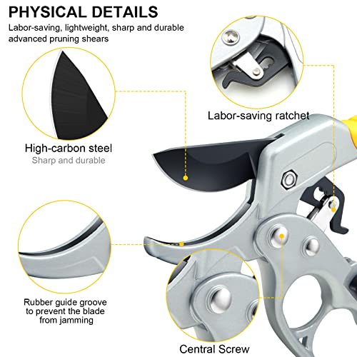MEPEREZ Ultra Sharp Germany Steel Pruning Shears - Cuts 3X Easier, Ergonomic Design - Weak Hand Arthritis Snips, Effortlessly 1-Inch Cut Capacity Heavy Duty Garden Scissors, Sharp Garden Clippers - Image 2