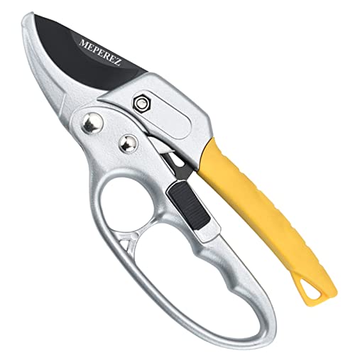 MEPEREZ Ultra Sharp Germany Steel Pruning Shears - Cuts 3X Easier, Ergonomic Design - Weak Hand Arthritis Snips, Effortlessly 1-Inch Cut Capacity Heavy Duty Garden Scissors, Sharp Garden Clippers - Image 1
