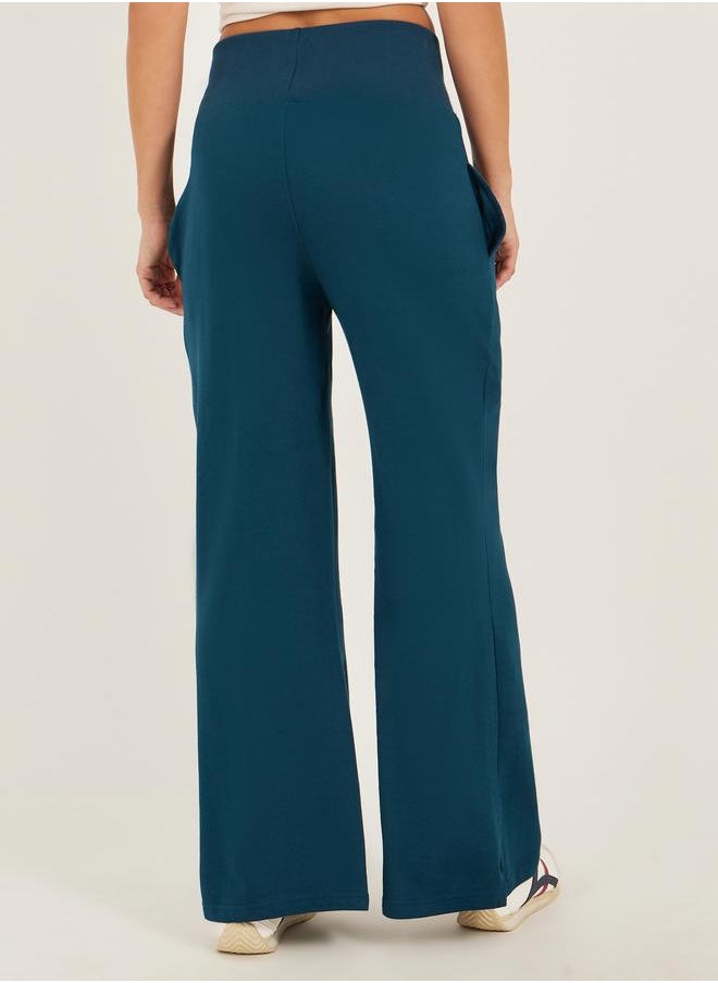 Styli Styli Badge Detail Wide Leg Joggers with Side Slit  - Image 4