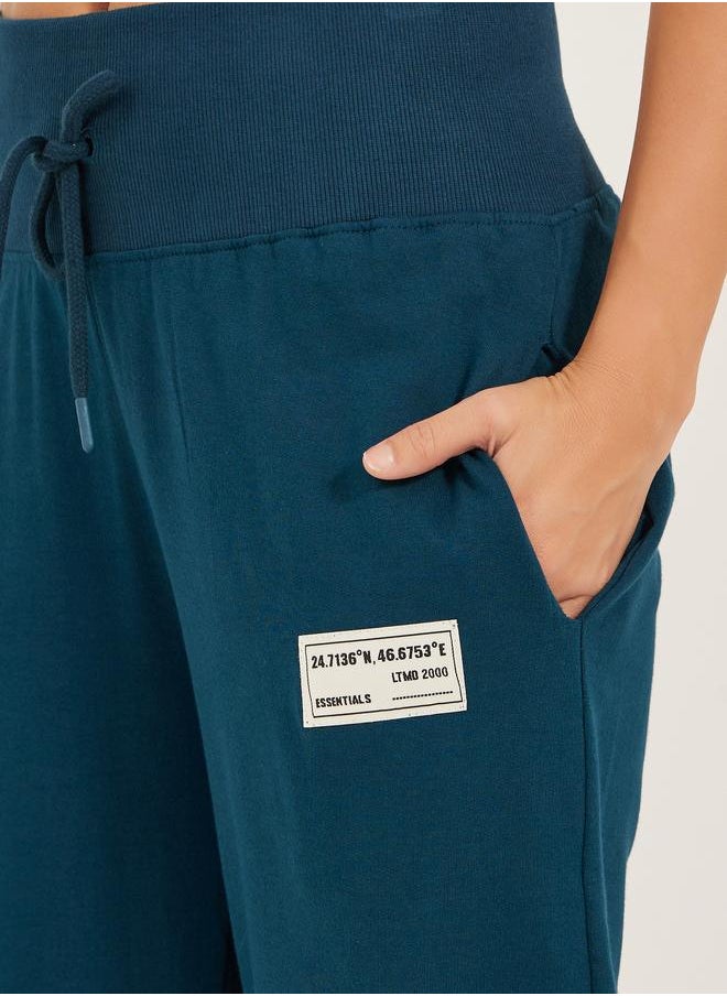 Styli Styli Badge Detail Wide Leg Joggers with Side Slit  - Image 3