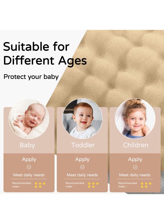 YOOFOSS Hooded Baby Towels for Newborn 2 Pack 100% Muslin Organic Cotton Baby Bath Towel with Hood for Babies, Infant, Toddler and Kids, 32x32Inch, Soft and Absorbent Newborn Essential, Beige Floral - Image 5