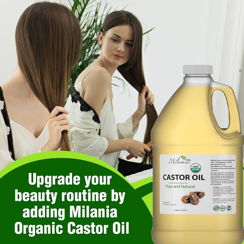 MILANIA Organic Castor Oil 1 Gallon 100 Pure ColdPressed Beauty Skincare Serum Eyelash Eyebrow Hair Growth Enhancer - Image 3