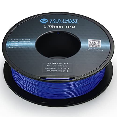 SainSmart خيوط طابعة ثلاثية الأبعاد SainSmart 1.75 مم TPU مرنة 800 جرام لون صلب، دقة أبعاد +/- 0.05 مم (أزرق مجري) - Image 5