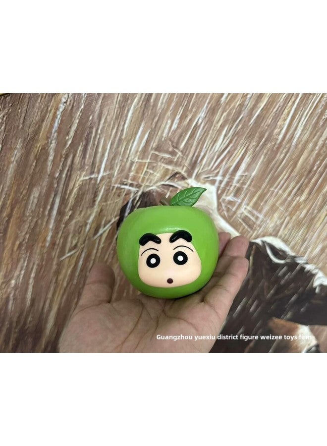 Crayon Shin Chao Play Cute Funny Fruit Series Apple Banana Orange Litchi Pear Cherry Hand-made-Color:Green Apple Small New  - Image 1