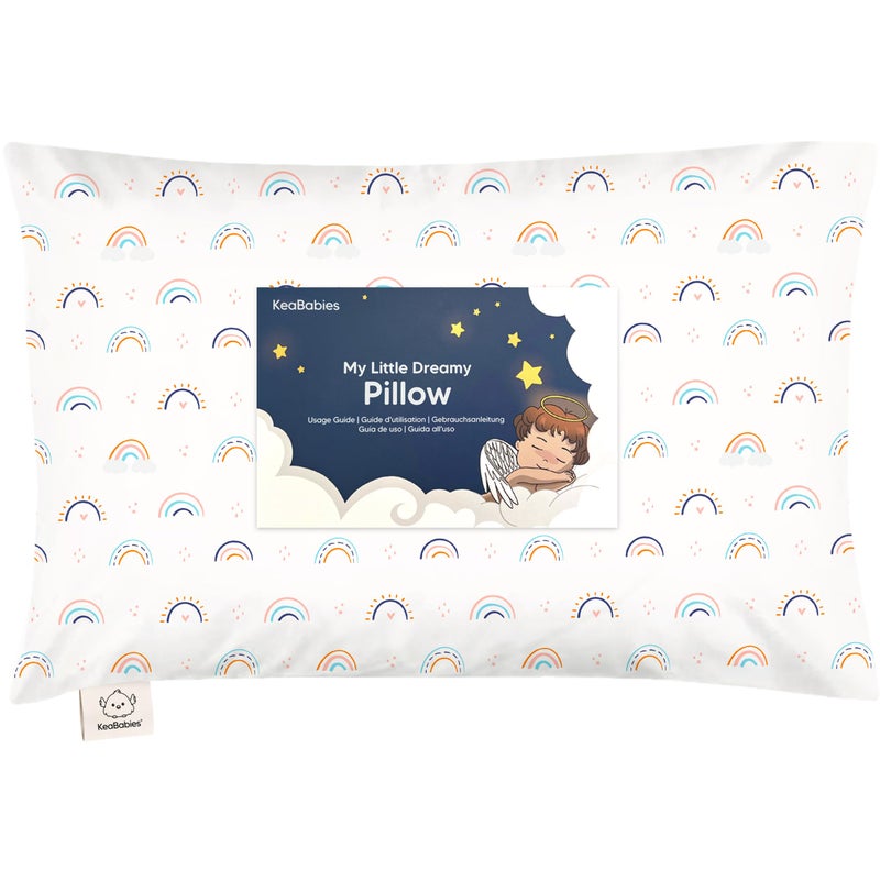 KeaBabies Toddler Pillow with Pillowcase - 13x18 My Little Dreamy Kids Travel Bed Pillows for Sleeping, Organic Cotton Small Pillowcase, Soft & Breathable, Machine Washable,Toddlers 2-5 years old(Jolly Rainbow) - Image 1