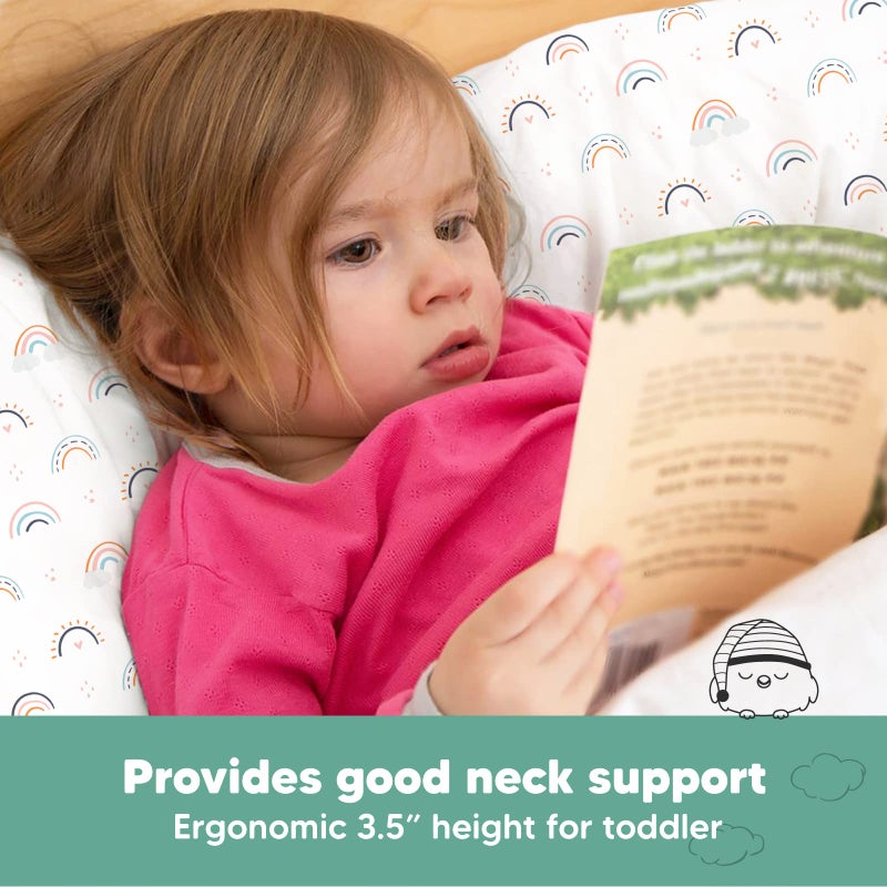 KeaBabies Toddler Pillow with Pillowcase - 13x18 My Little Dreamy Kids Travel Bed Pillows for Sleeping, Organic Cotton Small Pillowcase, Soft & Breathable, Machine Washable,Toddlers 2-5 years old(Jolly Rainbow) - Image 5