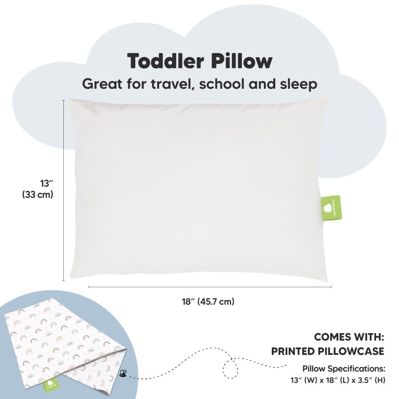 KeaBabies Toddler Pillow with Pillowcase - 13x18 My Little Dreamy Kids Travel Bed Pillows for Sleeping, Organic Cotton Small Pillowcase, Soft & Breathable, Machine Washable,Toddlers 2-5 years old(Jolly Rainbow) - Image 3