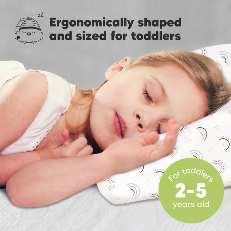 KeaBabies Toddler Pillow with Pillowcase - 13x18 My Little Dreamy Kids Travel Bed Pillows for Sleeping, Organic Cotton Small Pillowcase, Soft & Breathable, Machine Washable,Toddlers 2-5 years old(Jolly Rainbow) - Image 2
